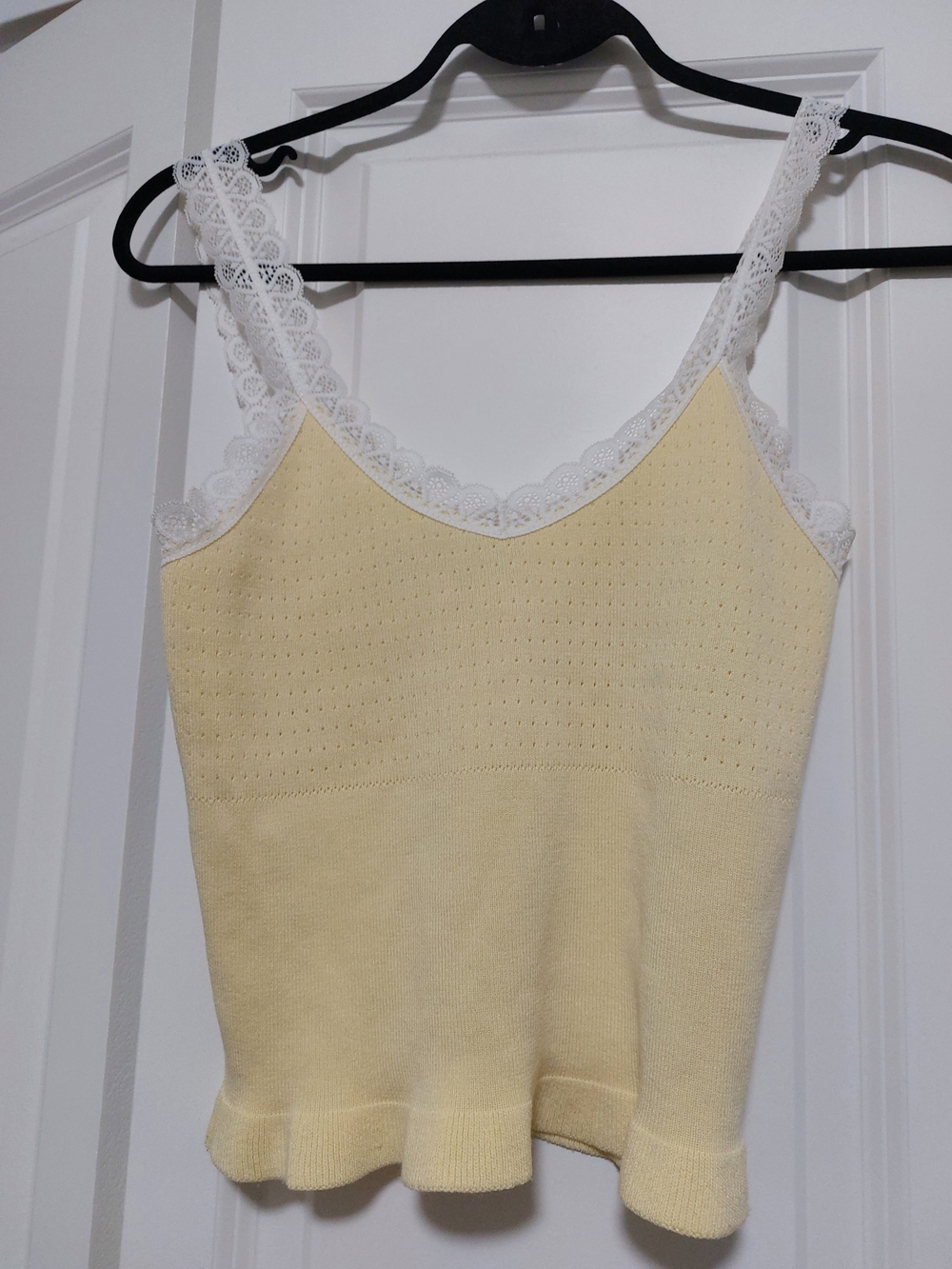 Lace-Trim Yellow Knit Camisole